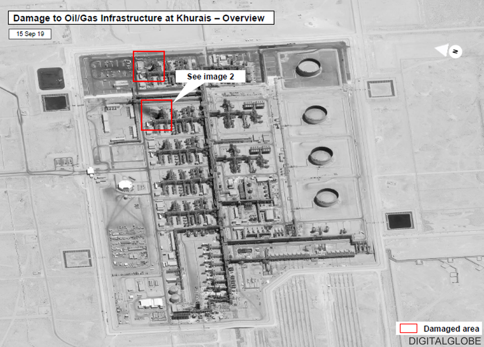 Digitalglobe satellite image of damaged Khurais facility